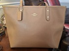 Coach City Zip Crossgrain Leather Shoulder Tote Bag Brown F58846 Vguc