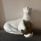 Seal Or Sea Lion W  Brass Ball - Large Statue Sculpture Circus Animal Art Marine