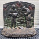  vintage Cast Iron Angelus Bookend  Antique Art Deco Pair