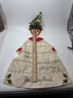 Vtg Felt Christmas Mail Card Holder Lady Tree Hat Pocket Made In Japan