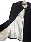 Vintage Black Velvet Cape Shrug Rhinestone Collar 50s Formal Gothic Whimsygoth
