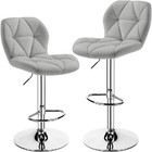 Adjustable Set Of 2 Barstools Swivel Faux Leather Modern Design Ergonomic New