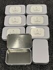 10 Pieces Small Metal Hinged Tin Box- With Lid  White Or Silver- Usa Shipping 