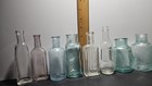 Antique Small Bottles Lot Apothecary Medical Ink Extracts Aqua Glass Blown Glass