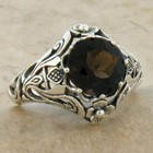 Scottish Thistle Nouveau Genuine Smoky Quartz 925 Sterling Silver Ring      099x