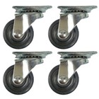 4 Pack 1 5 Inch Swivel Caster Rubber Wheels Top Plate Bearing Heavy Duty