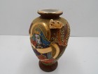 Vtg Japanese Satsuma Pottery Hand Painted Moriage Dragon Vase 6 