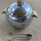 Vintage West Bend Penguin Hot Cold Server Ice Bucket Chrome Wooden Handles