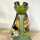 17 25  Recycled Vintage Scrap Metal Watering Can Frog Statue Home Garden Decor