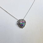 Navajo 925 Sterling Silver Multi-gemstone Inlay Heart Necklace