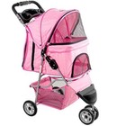 3 Wheel Pet Stroller Foldable Carrier Dog Cat Travel Cart Storage Mesh Windows