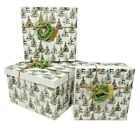 Set Of 3 Punch Studio Decorative Keepsake Boxes Christmas Snowy Pine Trees 24119