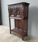 Antique French Gothic Revival Cabinet Highly Carved In Oak Wood W figures