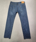 Levis 501 Jeans Mens 36x36 Blue Whiskered Button Fly Classic Straight Leg Denim