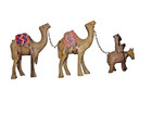 Vintage Set Of 2 Vintage Camel Train Figurines  1 Donkey Driver Hand Carved Wood
