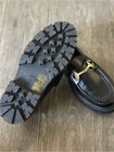 H m Men s Black Leather Loafers Gold Bit Eu 36 Slightly Used Lug Sole Slip-on
