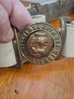 Circa 1910 Royal Marines White Buff Leather Belt Gibralter Buckle Identified    