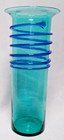 Vintage Teal Blue Blown Glass Vase 11 5  Tall