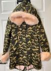 Womens Woodland Camo Hooded Winter Parka Coat Jacket Size 16-pink Faux Fur Lined