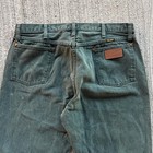 Vintage 90s Wrangler Jeans Rare Green Blue Cowboy Cut Denim Size 32x34