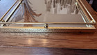 Vintage Gold And Mirror Glass Perfume vanity Tray Rectangle 13   x9   