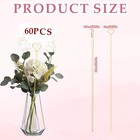 60pcs Heart Photo Holders Floral Picks  Metal  Card Holder Sticks For Wedding