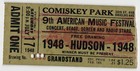Vintage 1948 American Music Festival Ella Fitzgerald Concert Ticket Chicago Il