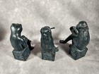 Trio Of Vintage Cast Iron Frogs Playing Cards Poker Rustic Aged Unique 3 Frogs