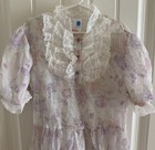 Vintage Arlene Airess Girl   s Size 12 Purple Floral Sheer Dress Union Label Usa