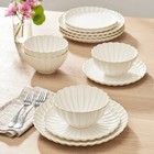 Pioneer Woman Colette 12-piece Stoneware Dinnerware Set  Cream