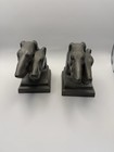 Vintage 1930s Pair Of  2  Art Deco Gold Cast Metal Greyhound Dog Bookends Nuart