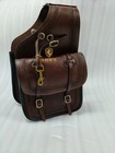 Attractive Brown Leather Western Tooled Saddle Bag For Horse 