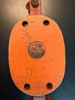 Antique Vintage Anvil Block And Tackle Single Wheel Pulley Wood Metal Iron Read