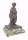 Antique M   Bouval French Art Nouveau Bronze Of A Beautiful Woman Green Marble