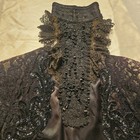 Black Antique 1800s Victorian French Beaded Mourning Jabot Collar
