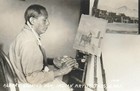 Rppc Of Taos Pueblo Artist Albert Looking Elk At His Easel 1920-30s