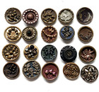  b  Pretty Collection Victorian Era Metal Buttons Lovely Florals   Amazing Tints