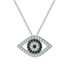1ct Round Diamond Black   White Evil Eye Pendant Necklace 18  14k White Gold Fn