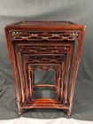 Set Of 4 Unique Vintage Chinese Nesting Tables Polished Hand Carved Rosewood