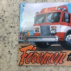 Vintage 1996 Fireman Tin Sign - When Things Get Hot Firemen Take The Heat  Cave