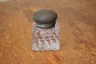 Antique 19th Century Glass Crystal Inkwell For Fountain Pen Desk