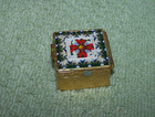 Estate Italian Micro Mosaic Small Pill Box Inlaid Glass Vintage Gold Tone