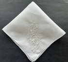 A  White Vintage Hankie Madeira Style Monogram E Hand Embroidered Bride Wedding