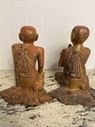 Antique Burmese Gilded And Lacquered Wooden Figures Of Buddhist Monks  19th C