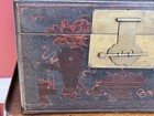Antique Chinese Hand Painted Red Black Lacquer Trunk Box 19th Century Brass