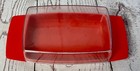 Vintage Red Butter Dish Mid Century Hard Plastic Melamine