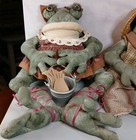 Vintage Tender Hearted Collectibles Mr   Mrs Frog Fishing Plush Shelf-sitter 12 
