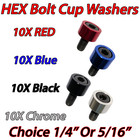 Hex Head Allen Bolt Cup 10x Washers Engine Dress Up Hex Red Blue 1 4  5 16  3 8 