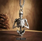 New  Gothic Biker Half Body Skull Pendant Necklace Nice Chain  Goth Halloween