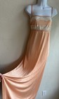 Vintage 70s Cattani Of California Peach Lace Maxi Slip Dress L Nylon Coquette